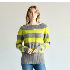 NEW Armani Exchange Yellow & Gray Striped Sweater – Size S (fits XS-S)